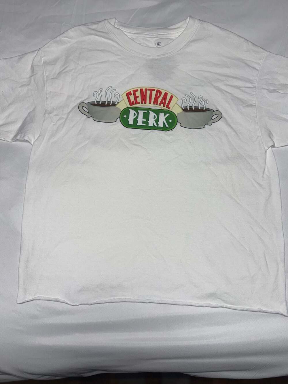Friends The Television Series Central Perk Coffee Logo White T-Shirt Size Medium